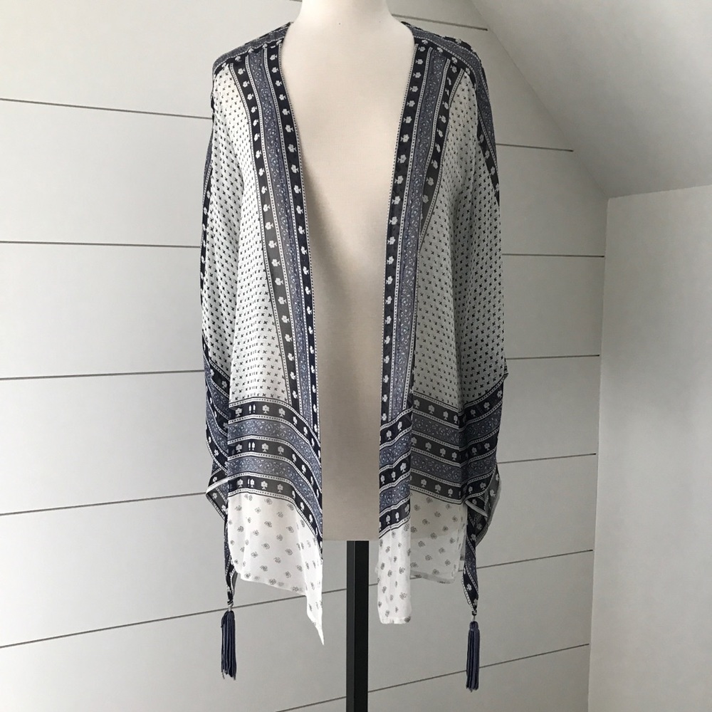 Calypso St Barth blue and white silk kafta…